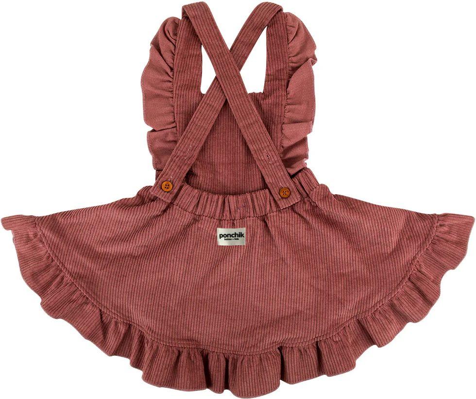 Ponchik Babies + Kids Cord Pinafore Dress (6 Years Old) - Carnation