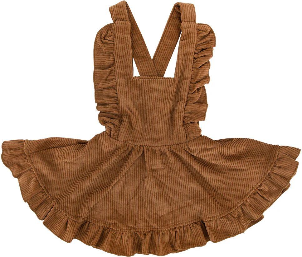 Ponchik Babies + Kids  Cord Pinafore Dress (3 Years Old) - Cinnamon - Over Stock