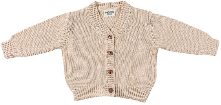 Ponchik Babies + Kids  V Neck Knitted Cardigan (5 Years Old) - Shortbread - Brand New