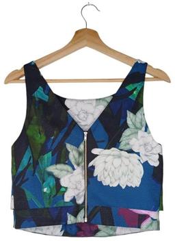 Portmans Patterned Cropped Blouse 8 - Blue/Green