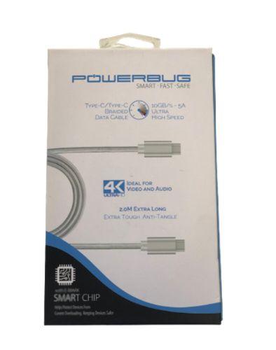 Powerbug  Type-C-to-Type-C Super High-Speed Data Cable - White - Brand New