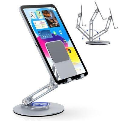 PTC Select 360 Rotating Foldable iPad Holder Stand - Silver