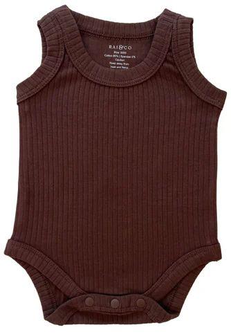 Rai & Co  Basic Singlet Bodysuit (Size 1) - Chocolate - Over Stock