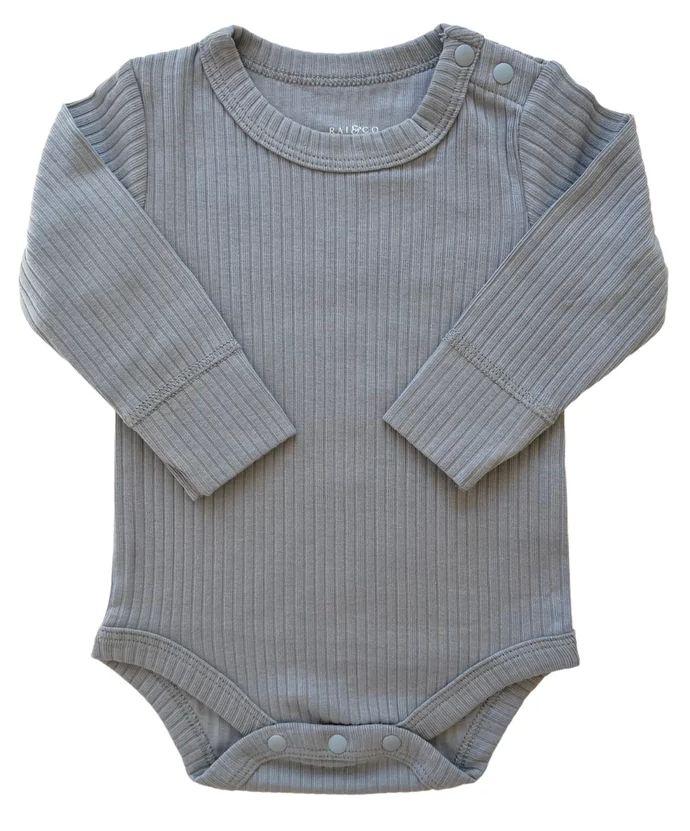 Rai & Co  Basics Long Sleeve Bodysuit (Size 0) - Dusty Blue - Over Stock