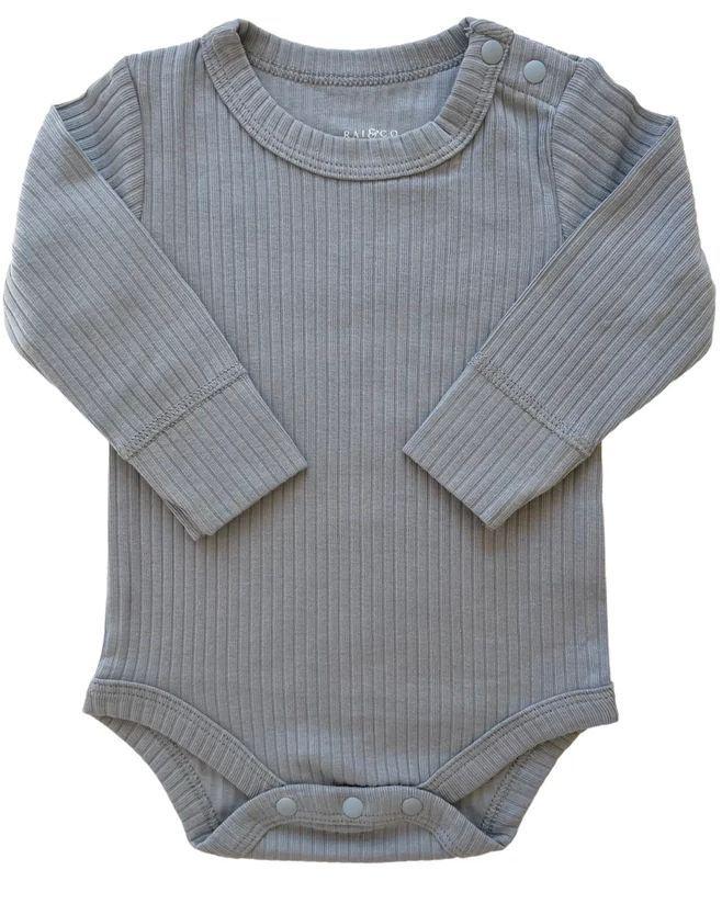 Rai & Co  Basics Long Sleeve Bodysuit (Size 1) - Dusty Blue - Over Stock
