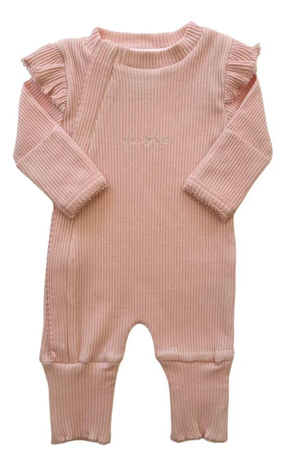 Rai & Co  Frill Ribbed Jumpsuit (Size 000) - Light Pink - Over Stock