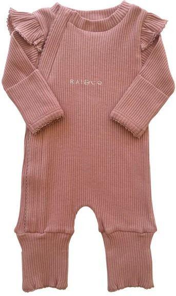 Rai & Co  Frill Ribbed Jumpsuit (Size 1) - Blush - Over Stock