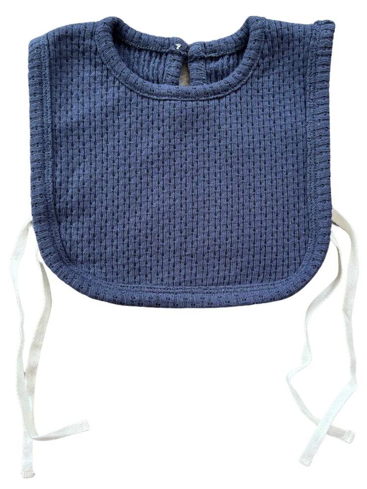 Rai & Co  Knitted Plain Bib - Navy - Over Stock