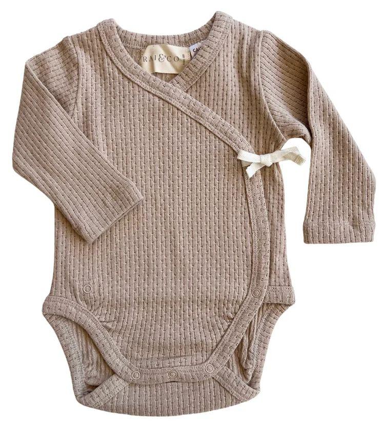 Rai & Co  Knitted Tie Kimono (Size 00) - Beige - Over Stock