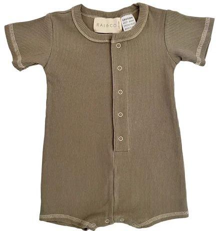 Rai & Co  Mini Ribbed Romper (Size 0) - Khaki - Over Stock
