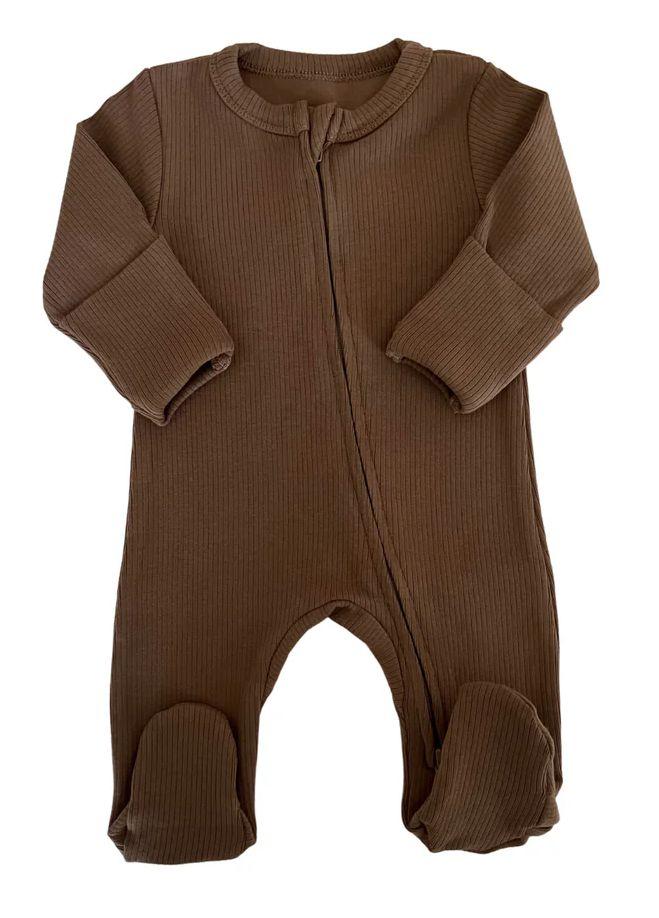 Rai & Co  Plain Footed Jumpsuit (Size 0000) - Chocolate - Over Stock