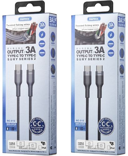 Remax Phone Cable Type-C To Type-C 18W (1M) - Silver