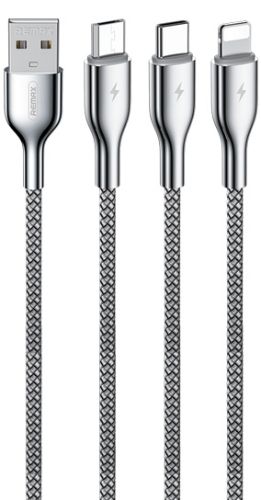 Remax RC-092th Kingpin 3-in1 Charging Cable (1.2M) - Silver