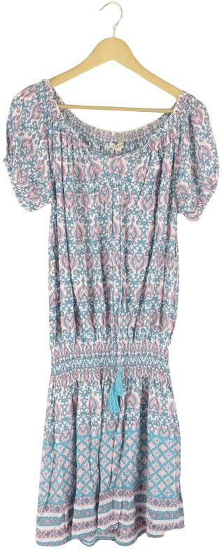 Saba  Printed Drop Waist Dress M / L - Blue - Excellent