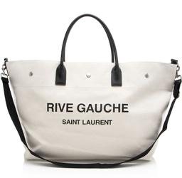 Saint Laurent Canvas Calfskin Rive Gauche Maxi Tote