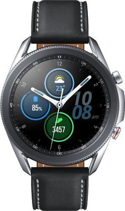Samsung Galaxy Watch3 (Bluetooth) - 8GB - 41mm - Mystic Silver Stainless Steel Case with Black Leather Leather Strap