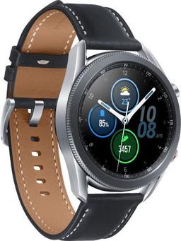 Samsung Galaxy Watch3 (Bluetooth) - 8GB - 41mm - Mystic Silver Stainless Steel Case with Black Leather Leather Strap