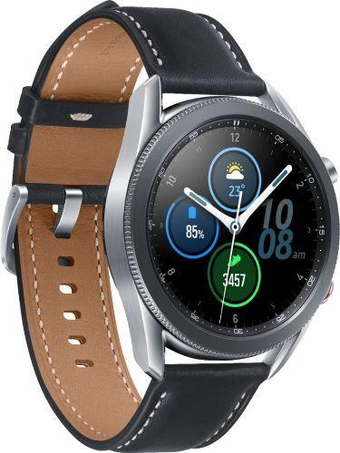 Samsung Galaxy Watch3 (Bluetooth) - 8GB - 41mm - Mystic Silver Stainless Steel Case with Black Leather Leather Strap