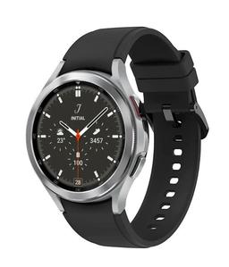 Samsung Galaxy Watch4 (Bluetooth) - 16GB - 46mm - Silver Classic (Stainless Steel) Case with Black Fluoroelastomer Ridge Sports Band