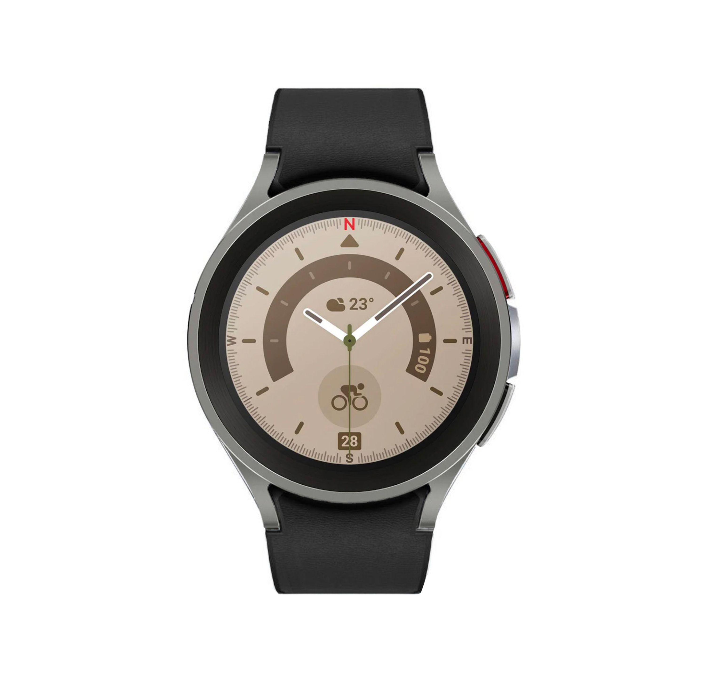 Samsung Galaxy Watch5 (Bluetooth) - 16GB - 45mm - Gray Pro (Titanium) Case with Black Fluoroelastomer Sport Band