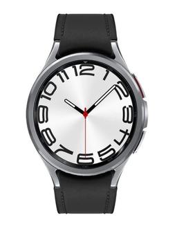 Samsung Galaxy Watch6 (Bluetooth) - 16GB - 47mm - Silver Classic (Stainless Steel) Case with Black Fluoroelastomer Hybrid Eco-Leather Band