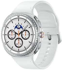 Galaxy Watch8 (Bluetooth) - 32GB - 46mm - White Classic (Stainless Steel) Case with White Silicone Sport Band - Small/Medium Size