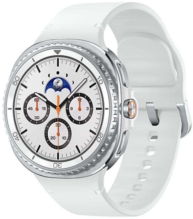 Galaxy Watch8 (Bluetooth) - 32GB - 46mm - White Classic (Stainless Steel) Case with White Silicone Sport Band - Small/Medium Size