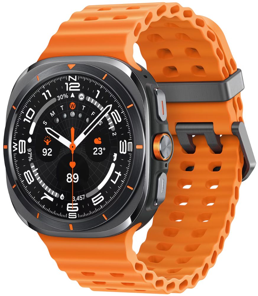 Galaxy Watch Ultra (2025) - 64GB - 47mm - Titanium Gray Titanium Case with Orange Hydrogenated Nitrile Butadiene Rubber Marine Band - S/M/L Size