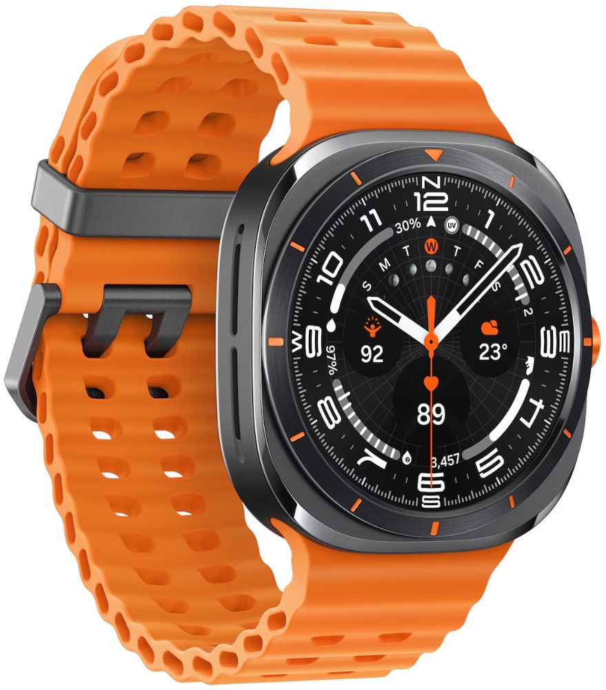 Galaxy Watch Ultra (2025) - 64GB - 47mm - Titanium Gray Titanium Case with Orange Hydrogenated Nitrile Butadiene Rubber Marine Band - S/M/L Size