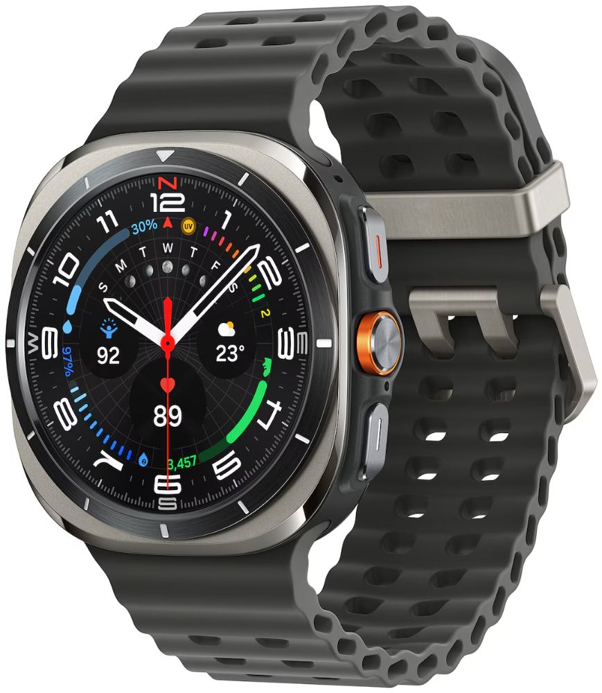 Galaxy Watch Ultra (2025) - 64GB - 47mm - Titanium Silver Titanium Case with Dark Gray Hydrogenated Nitrile Butadiene Rubber Marine Band - S/M/L Size
