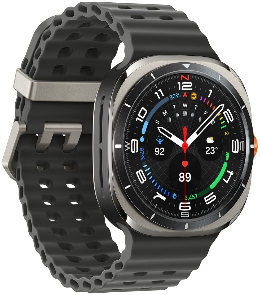 Galaxy Watch Ultra (2025) - 64GB - 47mm - Titanium Silver Titanium Case with Dark Gray Hydrogenated Nitrile Butadiene Rubber Marine Band - S/M/L Size