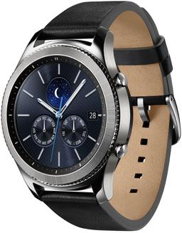 Samsung Gear S3 Smartwatch (Bluetooth) - 4GB - 46mm - Silver Classic (Stainless Steel) Case with Black Leather Leather Band Leather Strap
