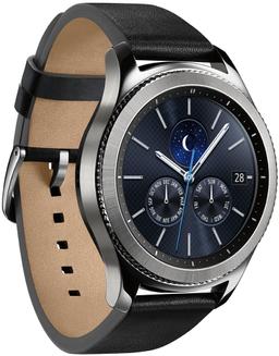 Samsung Gear S3 Smartwatch (Bluetooth) - 4GB - 46mm - Silver Classic (Stainless Steel) Case with Black Leather Leather Band Leather Strap