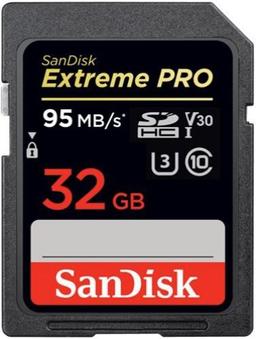 SanDisk Extreme PRO SDHC/SDXC UHS-I Memory Card (95MB/s) - 32GB - Black