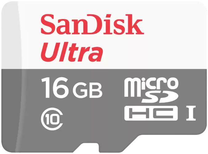 SanDisk  Ultra microSDHC/SDXC UHS-I Card (Up to 80MB/s) - 16GB - White - Brand New
