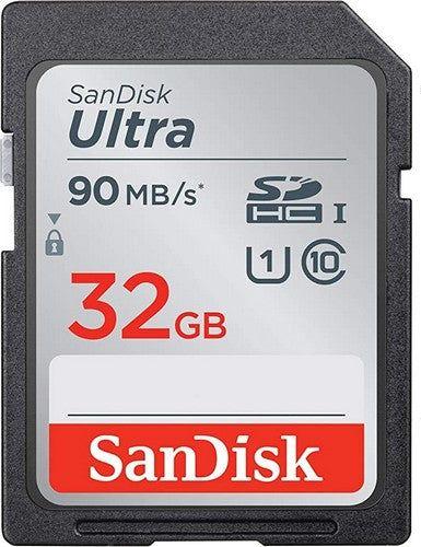 SanDisk  Ultra SDHC/SDXC UHS-I C10 Memory Card (90MB/s) - 32GB - Black - Brand New