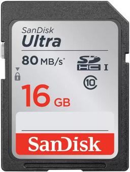 SanDisk Ultra SDHC/SDXC UHS-I Memory Card (Up to 80MB/s) - 16GB - Black