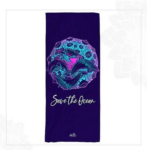 Alma Universal  SAVE THE OCEAN BEACH TOWEL unisex Eco-friendly beach gym camping towel sand free made from recycled plastic bottles - Default - Brand New