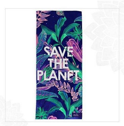 Alma Universal  SAVE THE PLANET BEACH TOWEL unisex Eco-friendly beach gym camping towel sand free galaxy art made from recycled plastic bottles - Default - Brand New