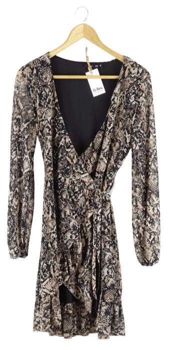 Sportsgirl  Animal Print Wrap Dress XXS - Brown - Excellent