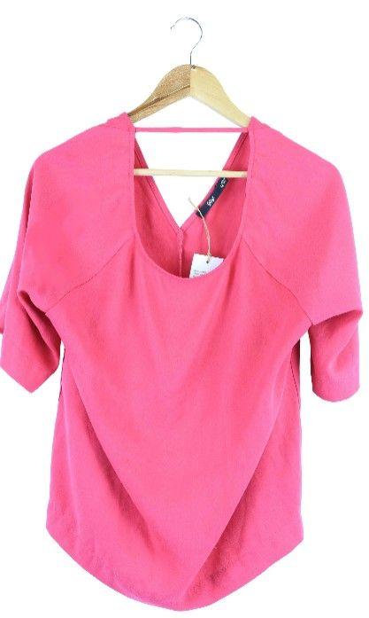 Sportsgirl  Backwards V Neck T-shirt 12 - Pink - Excellent