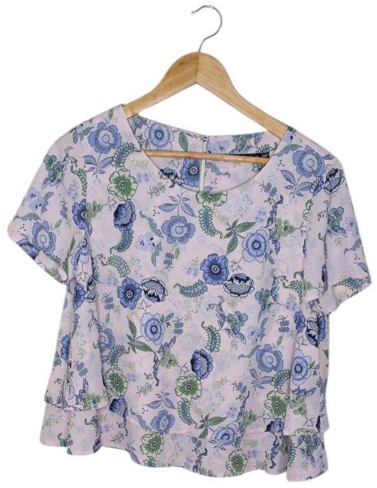 Sportsgirl  Floral Blouse 12 - Pink/Lilac/Green - Excellent