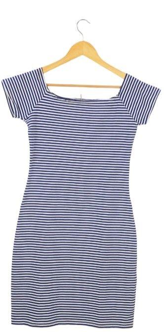 Sportsgirl  Striped Off the Shoulder Dress S - Navy - Excellent