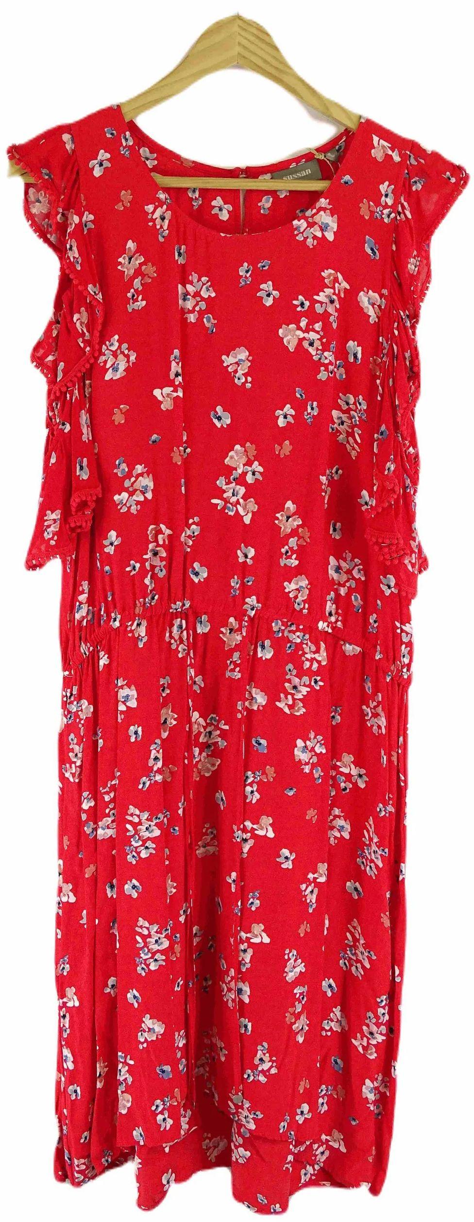 Sussan  Floral Midi Dress 16 - Red - Excellent