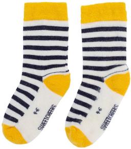 Sweet Cheeks Merino Baby Merino Adventure Socks - Navy and Yellow Stripe - 1-2 Years