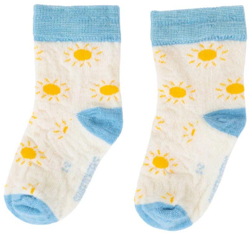 Sweet Cheeks Merino  Baby Merino Crew Socks - Yellow Suns - Over Stock - 1-2 Years