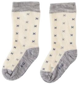 Sweet Cheeks Merino Baby Merino Long Socks - Grey Marle Crosses - 6-12 Months