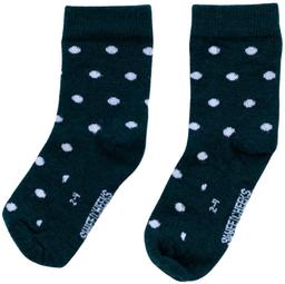 Sweet Cheeks Merino Kids Merino Crew Socks - Forest Green Dots - 4-6 Years