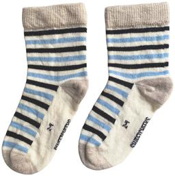 Sweet Cheeks Merino Kids Merino Crew Socks - Sky Blue Stripe - 4-6 Years