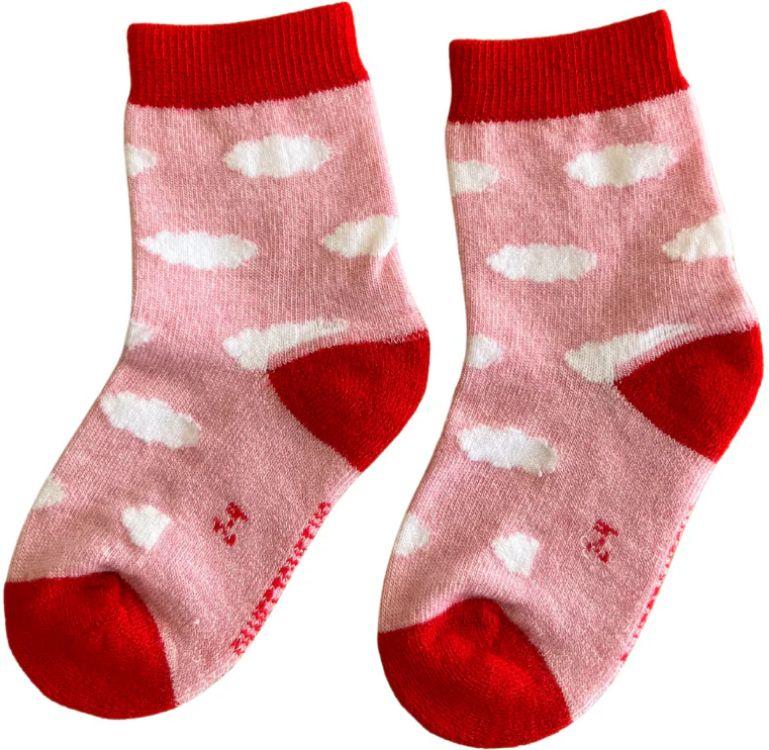 Sweet Cheeks Merino Kids Merino Gumboot Socks - Light Pink Clouds - 4-6 Years
